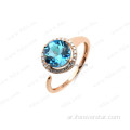 الأزرق Topaz 14K 2 غرام تصاميم خاتم الذهب